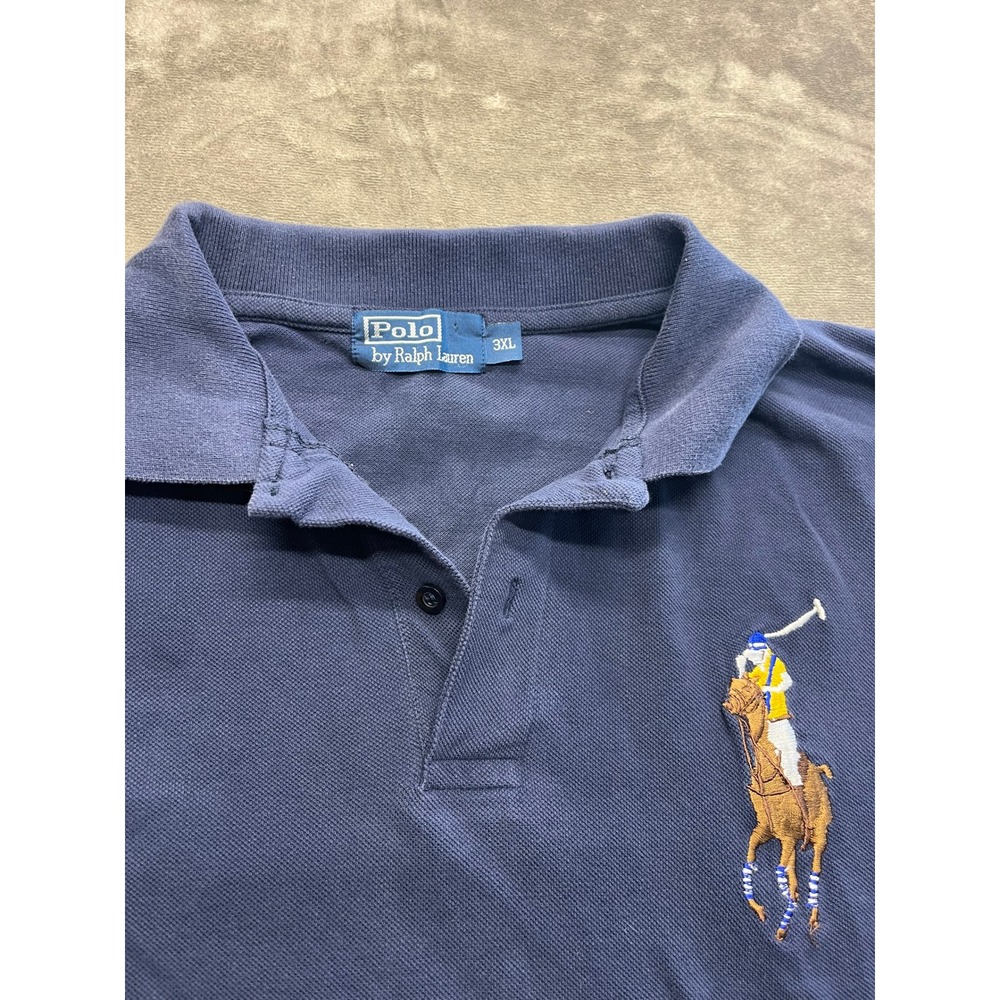 Polo Ralph Lauren Big Pony Polo Shirt Mens‎ 3XL Navy Blue Short Sleeve Patch 4 - Picture 5 of 6